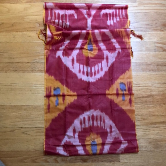 Uzbek Ikat Boho Scarf Red - Picture 2 of 6